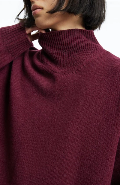 Shop Allsaints A Star Funnel Neck Sweater In Winter Orchid Red