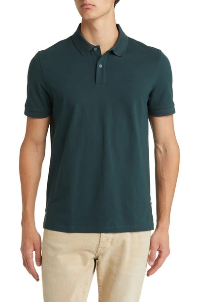 Shop Hugo Boss Pallas Solid Piqué Polo In Open Green