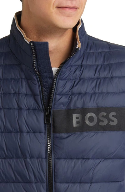 Shop Hugo Boss Darolan Water Repellent Quilted Vest In Dark Blue