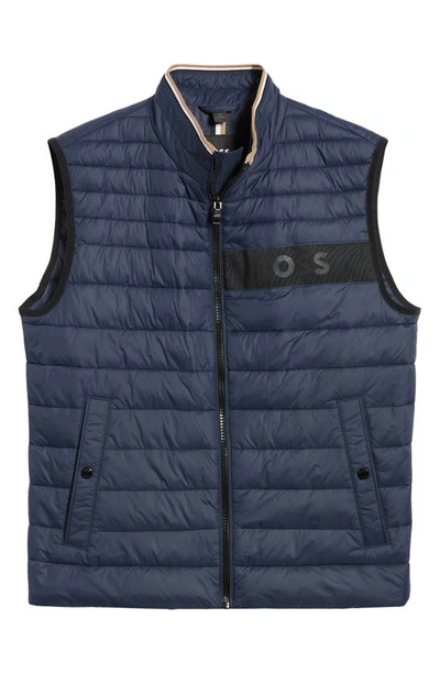 Shop Hugo Boss Darolan Water Repellent Quilted Vest In Dark Blue