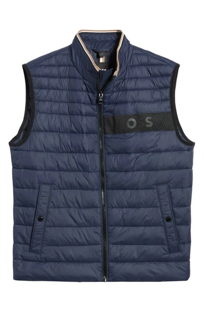 Hugo Boss Darolan Water Repellent Quilted Vest In Dark Blue