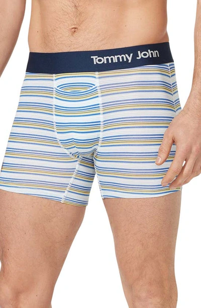 Shop Tommy John 4-inch Cool Cotton Boxer Briefs In Habanero Gold Tabloid Stripe