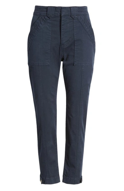 Frame Trapunto Button Tab Cuff Pants In Washed Navy