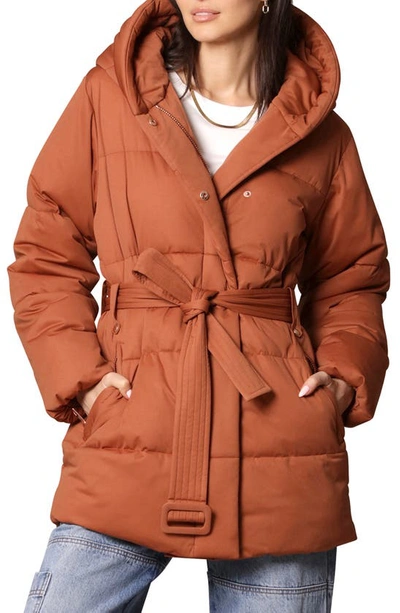 Shop Avec Les Filles Water Resistant Hooded Puffer Jacket In Cedar