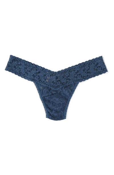 Shop Hanky Panky Signature Lace Low Rise Thong In Deep Waters (blue)