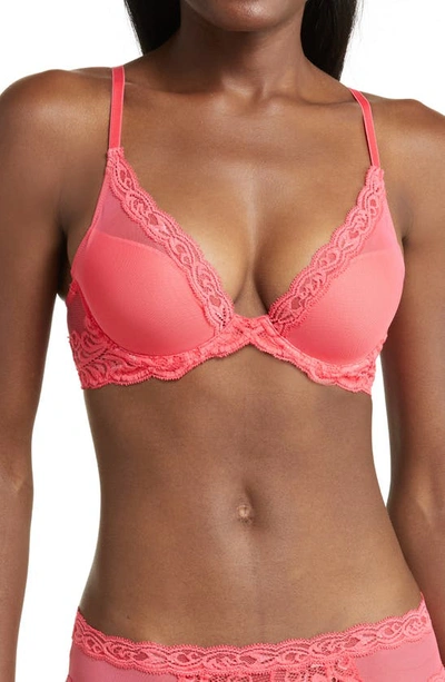 Shop Natori Feathers Plunge T-shirt Bra In Hibiscus