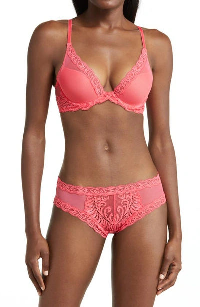 Shop Natori Feathers Plunge T-shirt Bra In Hibiscus