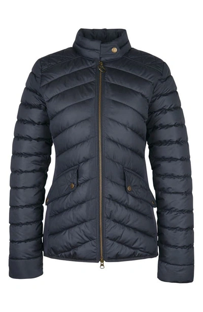 Shop Barbour Stretch Cavalry Quilted Jacket In Dk Navy/ Dk Navy Marl