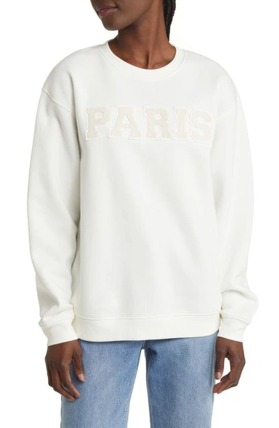 Shop Vinyl Icons Paris Bouclé Patch Cotton Blend Sweatshirt In Natural