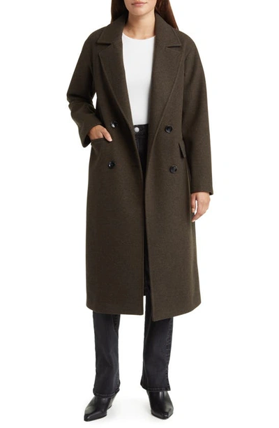 Shop Sam Edelman Double Breasted Coat In Chocolate / Black