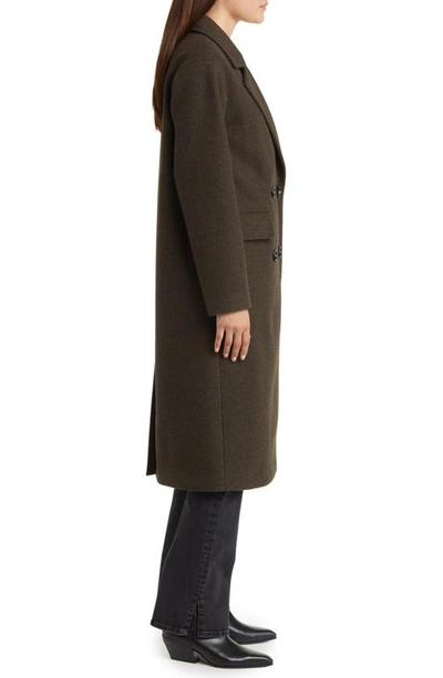 Shop Sam Edelman Double Breasted Coat In Chocolate / Black