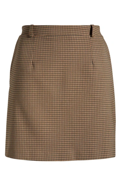 Wayf Newton Houndstooth Pencil Skirt In Brown Houndstooth