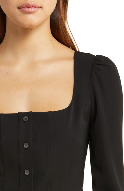 Shop Wayf Unforgettable Long Sleeve Puff Shoulder Top In Black