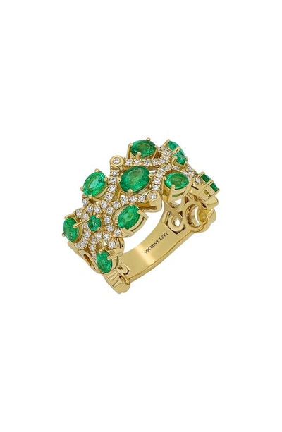 Shop Bony Levy El Mar Gemstone Statement Ring In 18k Y Gold - Diamond Emerald