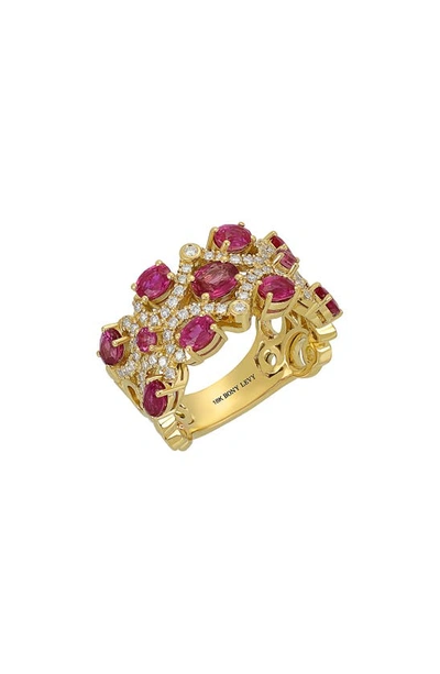 Shop Bony Levy El Mar Gemstone Statement Ring In 18k Yellow Gold - Diamond Ruby