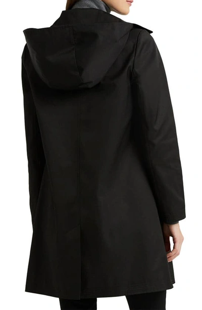 Shop Lauren Ralph Lauren Balmacaan Hooded Raincoat In Black