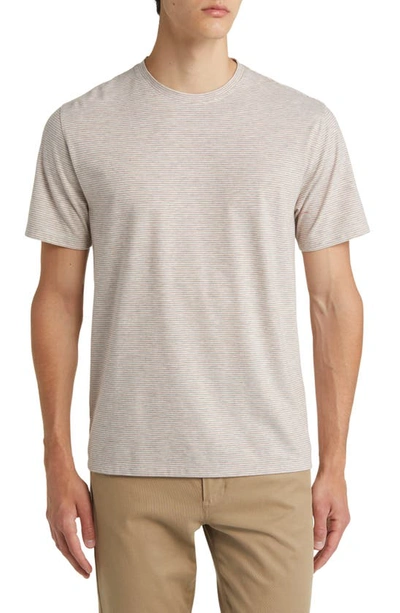 Shop Vince Pinstripe Crewneck T-shirt In Lt H Grey/ Campfire