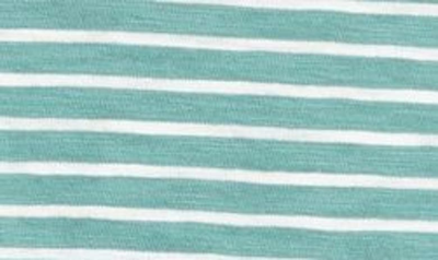 Shop Vince Stripe Slub Cotton Hoodie In Sea Green/ Optic White