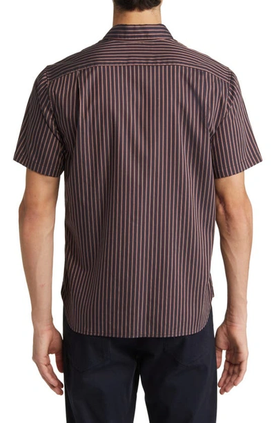 Shop Vince Claremont Stripe Short Sleeve Button-up Shirt In Coastal/ Campfire