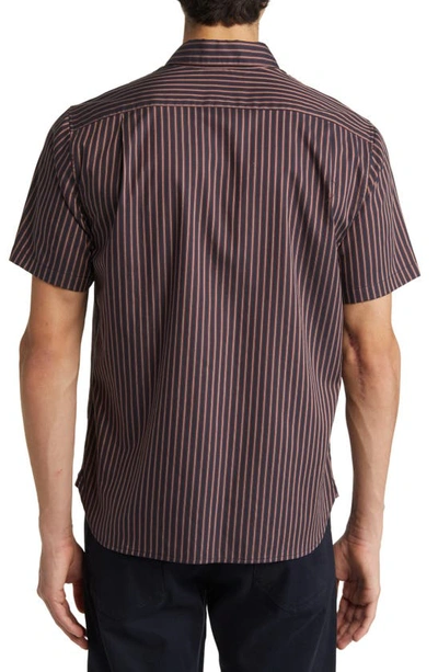 Shop Vince Claremont Stripe Short Sleeve Button-up Shirt In Coastal/ Campfire