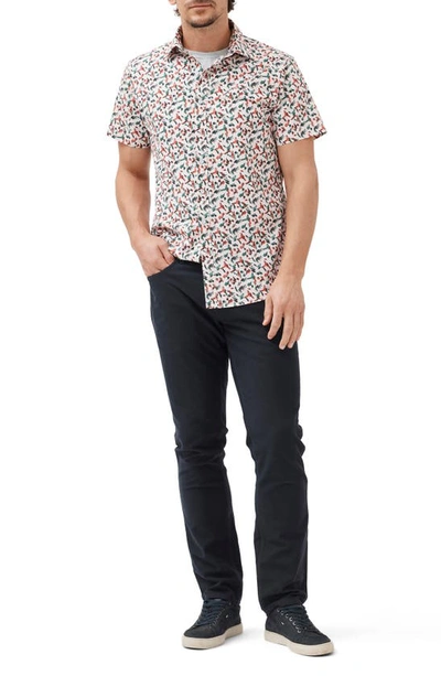 Shop Rodd & Gunn Hillmorton Sports Fit Print Short Sleeve Cotton Button-up Shirt In Dusty Pink