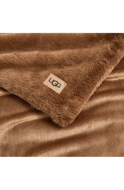 Shop Ugg Coastline Faux Fur Throw Blanket In Chai Spice