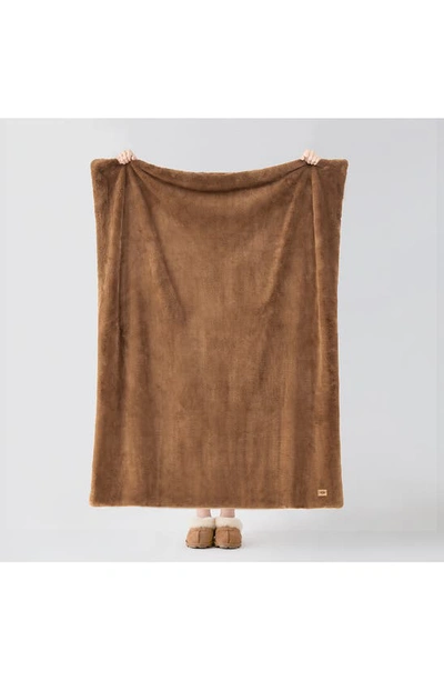Shop Ugg Coastline Faux Fur Throw Blanket In Chai Spice