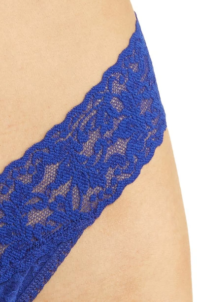 Shop Hanky Panky Original Rise Lace Thong In Midnight Blue