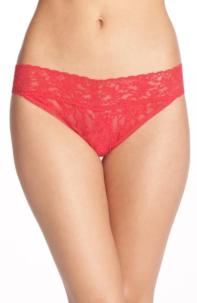 Shop Hanky Panky Original Rise Lace Thong In Strawberry