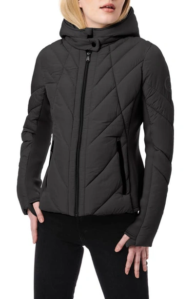 Shop Bernardo Chevron Quilted Lightweight Puffer Jacket In Black