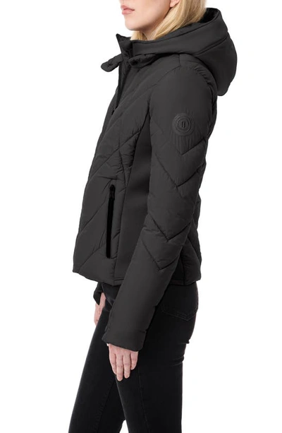 Shop Bernardo Chevron Quilted Lightweight Puffer Jacket In Black
