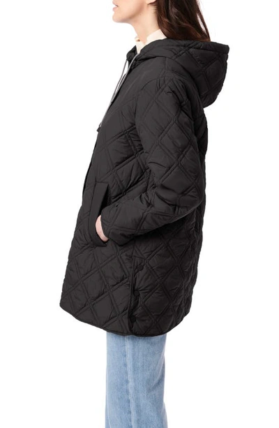 Shop Bernardo Hooded Quilted Liner Jacket In Black