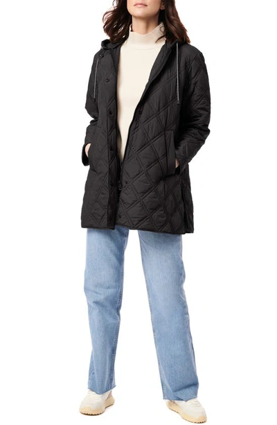 Shop Bernardo Hooded Quilted Liner Jacket In Black