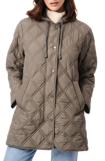Shop Bernardo Hooded Quilted Liner Jacket In Liquid Metal