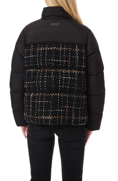 Shop Bernardo Tweed Puffer Jacket In Black