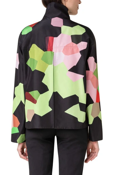 Shop Akris Punto Techno Taffeta Reversible Jacket In 096 Black-multicolor