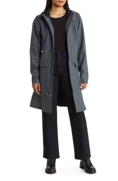 Shop Rains Curve Waterproof Belted Jacket In Slate