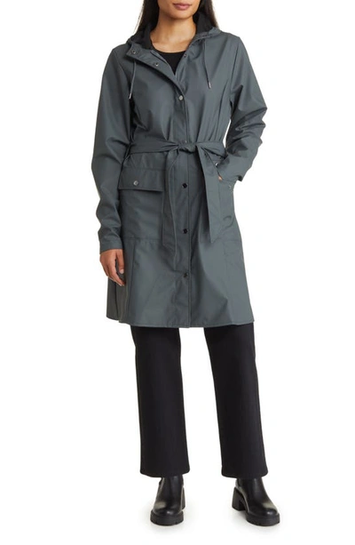 Shop Rains Curve Waterproof Belted Jacket In Slate