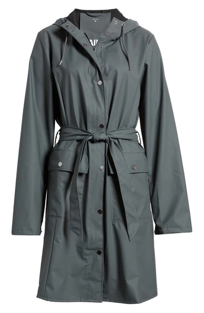 Shop Rains Curve Waterproof Belted Jacket In Slate