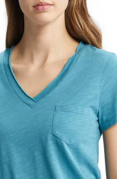Caslon V-neck Short Sleeve T-shirt In Teal Storm