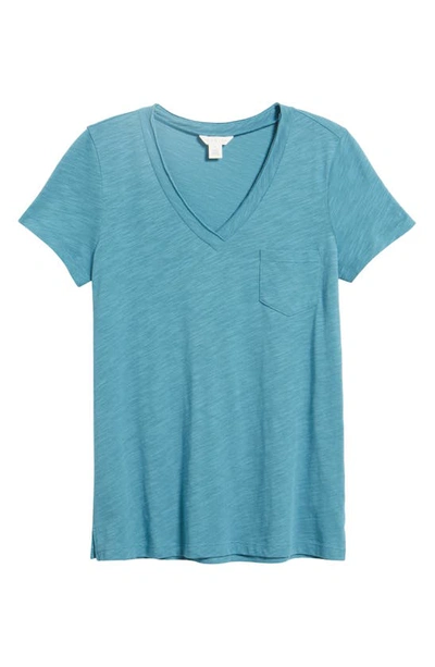 Shop Caslon V-neck Short Sleeve Pocket T-shirt In Teal Storm