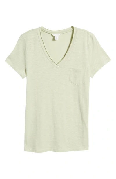 Shop Caslon V-neck Short Sleeve Pocket T-shirt In Olive China