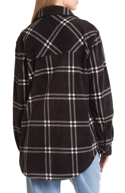 Thread & Supply Plaid Polar Fleece Shacket In Black White Double Windowpane