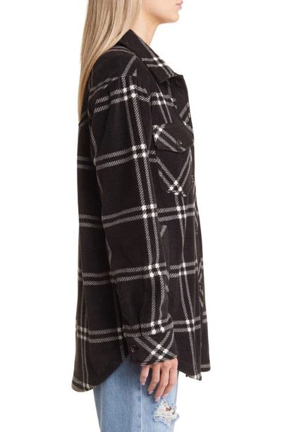 Thread & Supply Plaid Polar Fleece Shacket In Black White Double Windowpane