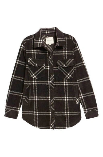 Thread & Supply Plaid Polar Fleece Shacket In Black White Double Windowpane
