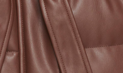 Levi's 361™ Belted Water Resistant Faux Leather Puffer Vest In Chocolate Brown