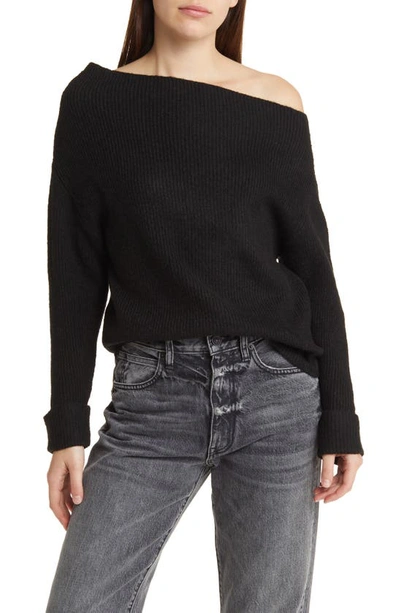 Shop Treasure & Bond One-shoulder Rib Sweater In Black