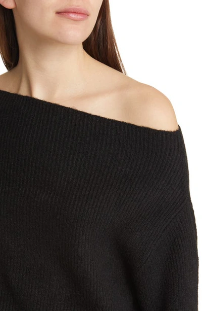 Shop Treasure & Bond One-shoulder Rib Sweater In Black