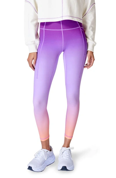 Shop Sweaty Betty Supersoft High Waist Pocket 7/8 Leggings In Purple/ Orange Gradient