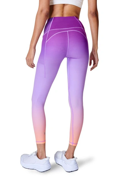 Shop Sweaty Betty Supersoft High Waist Pocket 7/8 Leggings In Purple/ Orange Gradient